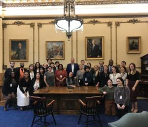 State House and State Senate Democratic interns with Governor Eric Holcomb