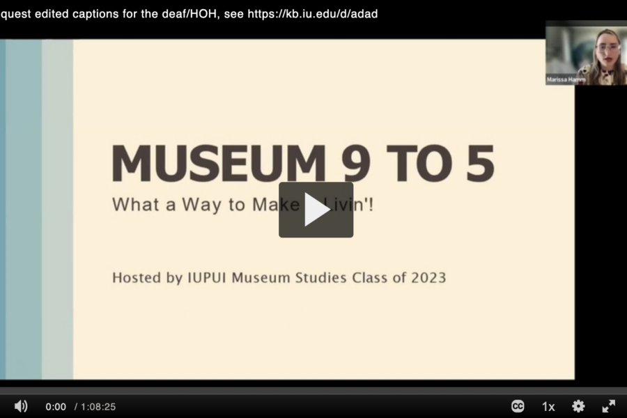 Webinar screen shot featuring a slide that says "Museum 9 to 5: What a way to make a livin'!"