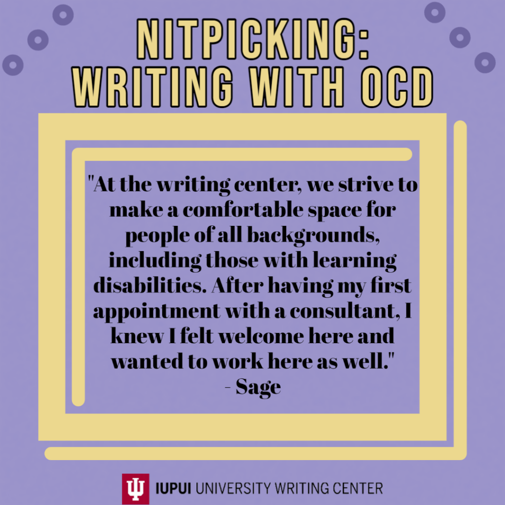 pull quote from blog post nitpicking writing with OCD by Sage Justice
